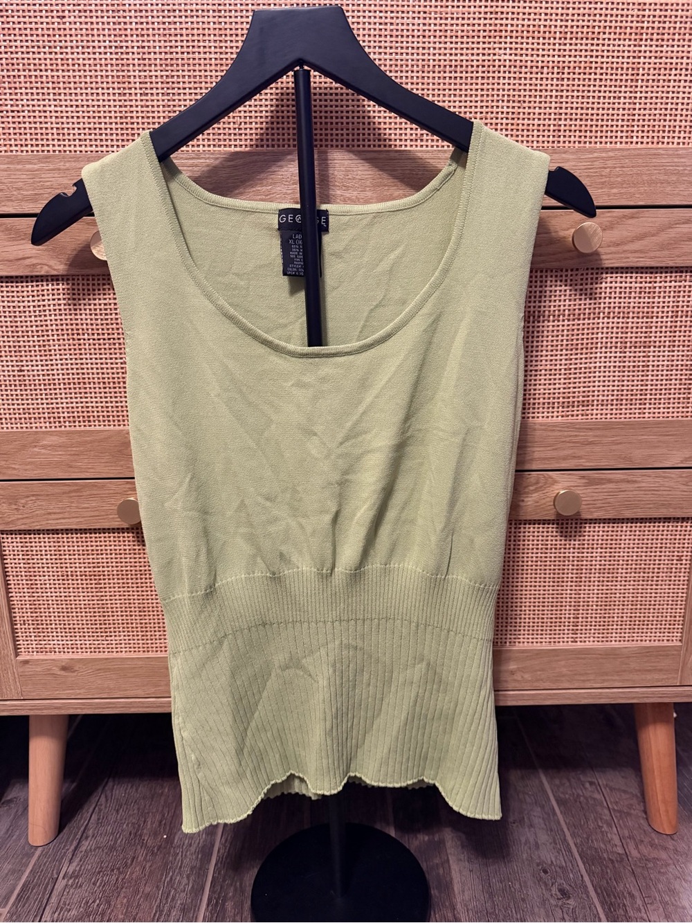 George Light Sage Green Ribbed-Waist Sleeveless Tank